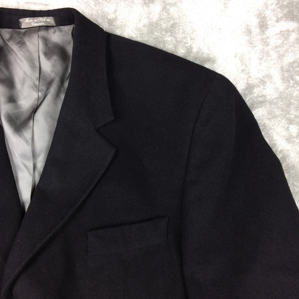 Sanford Bryant Mens Blazer Angora Wool Sport Coat Solid Black Three Button‎ 46R - Picture 2 of 15